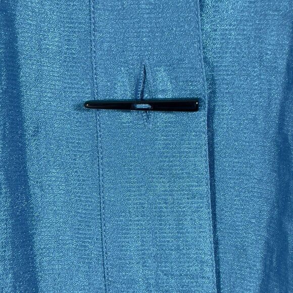 Ali Miles Tunic Top Womens Sz 2X Blue Wire Collar 3/4 Sleeves Button Front - Picture 7 of 11